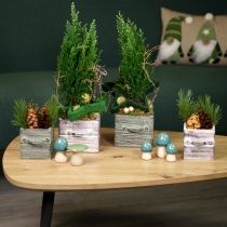 Artikel Holz Schubladen Set mit Griff, Weiß Gewischt, 12x12cm & 9x9cm - Rustikale Aufbewahrung – Set aus 2St