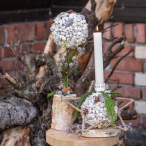 Artikel Naturinspirierte Holzdeko "Winterzauber" mit Birke, Eicheln und Zapfen in Weiß, H40cm