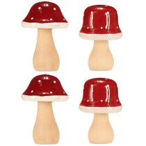 Artikel FSC Holzdeko Fliegenpilze in Rotbraun für Herbst und Advent 4er-Set