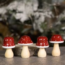Artikel FSC Holzdeko Fliegenpilze in Rotbraun für Herbst und Advent 4er-Set