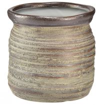 Artikel Moderne Keramik Vase Metallic-Finish in Grau-Braun als stilvolle Dekoration, 14x14cm