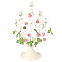 Artikel Kerzenleuchter 5-armig Creme Metall Erdbeer Deko H44cm - Sommerlich Elegante Tischdeko