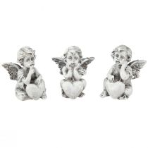 Artikel Kleiner Engel mit Herz Grabschmuck Figur Grau H5,5cm 6 St