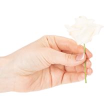 Artikel Künstliche Rose Cremefarbig 10 cm Blüte auf Drahtstiel 100 Stück