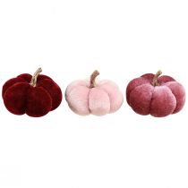 Artikel Samtige Deko-Kürbisse Burgund Rosa Mix, Herbstliche Tischdeko, Ø7cm, 9er-Set