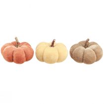 Artikel Herbstliche Stoffkürbisse Ø7cm in Gelb, Beige und Rotbraun - Dekorative Kürbisfiguren für Floristik und Events - 9er Set