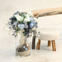 Artikel Kugeln aus Glas Blau Silber Matt Glänzend 7,5cm 12er Set für festliche Deko