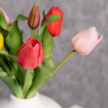 Artikel Kunstblumen Tulpenstrauß bunt 43cm 7 Stück für realistische Dekoration
