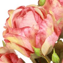 Artikel Kunstrosen Strauß Pink Nature Look - Deko-Rosen mit Knospen 44cm - 4er Set