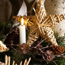 Artikel LED Stabkerzen Creme Warmweiß Echtwachs mit Timer H14,5cm 2er-Set