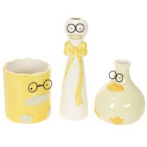 Artikel Keramik-Entenfiguren-Set 25 cm, Gelb/Weiß, mit Brille, 3-teilig