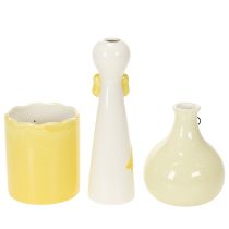 Artikel Keramik-Entenfiguren-Set 25 cm, Gelb/Weiß, mit Brille, 3-teilig