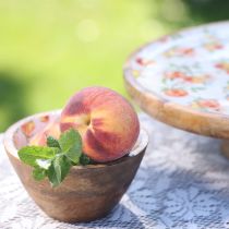 Artikel Mangoholz Deko Schale Ø12,5cm 2St - Elegante Holzschale mit Pfirsich-Motiv