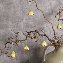 Artikel Metallblüte hängend 6cm Gelb-Grün Set 6 Stück