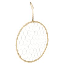Artikel Boho Metall-Dekoring Silber Ø28cm mit Natur-Raffia, 4er Set - Hängedekoration, Wanddeko