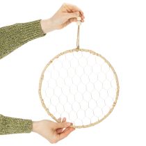 Artikel Boho Metall-Dekoring Silber Ø28cm mit Natur-Raffia, 4er Set - Hängedekoration, Wanddeko