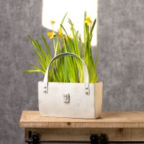 Artikel Metalltasche Vintage Grau 28 cm mit Henkel für vielseitige Deko-Ideen