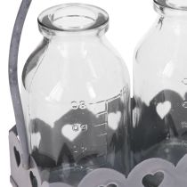 Artikel Mini Flaschen Deko Vasen Tablett Grau Vintage Deko Geschenkidee Glas