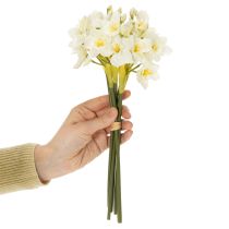 Artikel Künstlicher Narzissenzweig Weiß mit Gelben Akzenten 33cm 6er-Set für Hochzeits- und Frühlingsdeko
