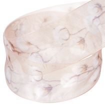 Artikel Organzaband mit Baumwollzweigen Rosa 40mm 15m für Floristik und Hochzeiten