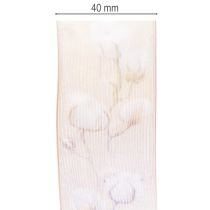 Artikel Organzaband mit Baumwollzweigen Rosa 40mm 15m für Floristik und Hochzeiten