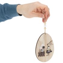 Artikel Holz Ostereier zum Hängen 13cm Natur-Weiß Innenbereich Dekoration 6er-Set