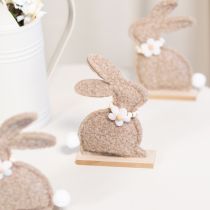 Artikel Dekorative Osterhasen aus Plüsch auf Holzsockel – Frühlingsdeko im 6er-Set, 18 cm hoch