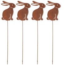 Artikel Osterhase Gartenstecker aus rostigem Metall 80 cm für langlebige Frühlingsdeko