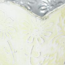 Artikel Pflanzgefäß, Deko-Kaffeefilterhalter, Metalltasse zum Bepflanzen, Blumendeko Grün, Weiß Shabby Chic H11cm Ø11cm