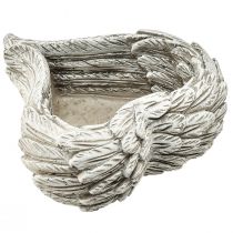 Artikel Pflanzherz Federn Steinguss Herz Grau Weiß 13×12×6cm 2St
