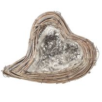 Artikel Rattan Pflanzherz Natur Weiß gewaschen - Vielseitige Deko-Herzen 20x24x6cm im 2er-Set
