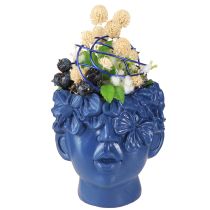 Artikel Pflanzkopf Polyresin Büste Blumentopf Blau Floristik Wohndeko 13,5×13×14cm