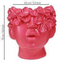 Artikel Pflanzkopf Übertopf Büste Polyresin Pink 13,5x13x14cm - Stilvolle Dekoration