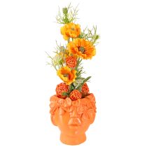 Artikel Pflanzkopf Übertopf Orange Büste Dekorativ Modern 13,5×13×14cm