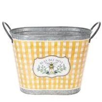 Artikel Pflanzkübel oval Biene kariert Sommerdeko Übertopf 38×24×29cm