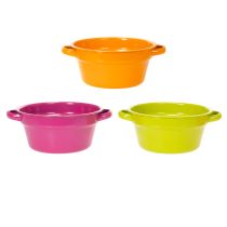 Artikel Pflanzschalen Metall 17cm bunt mit Henkeln 3er Set robust für Indoor & Outdoor