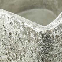 Artikel Pflanzschale Herz Grabdeko Pflanzherz Grau Weiß 18×19cm H7,5cm