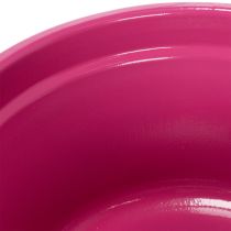 Artikel Pflanzschalen Set 25cm aus Blech mit Henkel in Rosa, Orange und Grün für Frühlingsdekoration