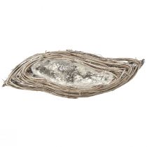 Artikel Pflanzschale Welle aus Rattan mit Folie 40x14x6cm Natur Weiß