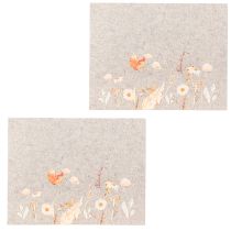 Artikel Filz-Tischsets Grau Blumenmotiv – Elegante Tischdeko 45x35cm 2 Stk