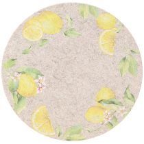 Artikel Runde Filz-Platzdeckchen Grau Zitrone 31cm 2er-Set für Sommer, Tischdeko, Schutz, langlebig