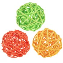 Artikel Rattanbälle Tischdeko Rattan Grün Gelb Orange sortiert Ø5cm 24 St