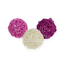 Rattanball Flieder, Lila, gebleicht  Ø4,5cm 30St