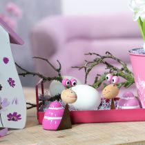Artikel Holz Schnecken-Deko Figuren 9cm 4er-Set in Rosa und Pink für Tisch- und Fensterdekoration
