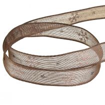 Artikel Schneeflocken Deko Band mit Draht Braun Rosa B15mm L15m