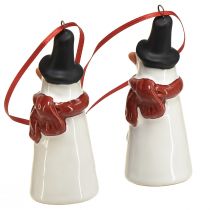 Artikel Fröhliche Schneemann-Hängedeko – Weiß mit rotem Schal und schwarzem Hut, 7.5 cm – Perfekt für festliche Weihnachtsbäume – 6 St