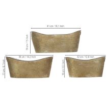 Artikel Set Übertopf Wanne Kupferfarben/Weiß L32,5cm/36,5cm/41,5cm