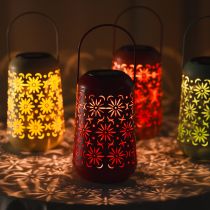 Artikel Solar Gartenlaterne mit floralem Muster, warmweißer LED und 26cm Höhe