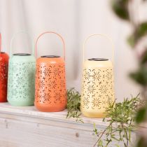 Artikel Solar Laterne Garten Metall Gelb Blumenmuster LED Licht 26cm