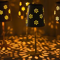 Artikel Solar Tischlampe Weiß mit Blumenmuster – Dekorative LED Beleuchtung für Garten, Terrasse und Balkon 28cm